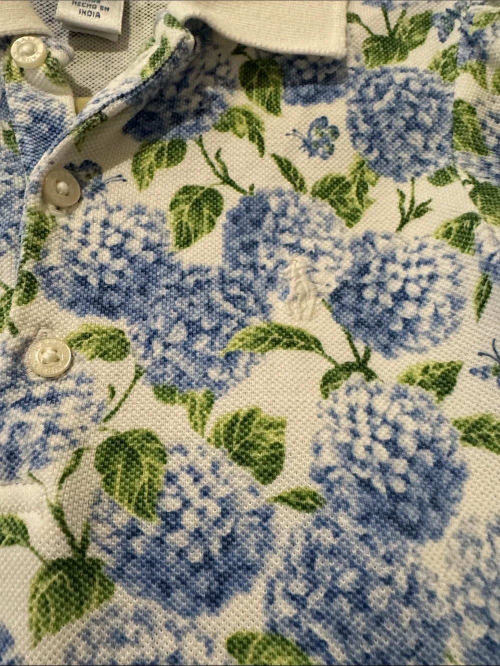 Ralph Lauren Hydrangea Floral Cotton Mesh Polo Bubble Shortall, size 24M